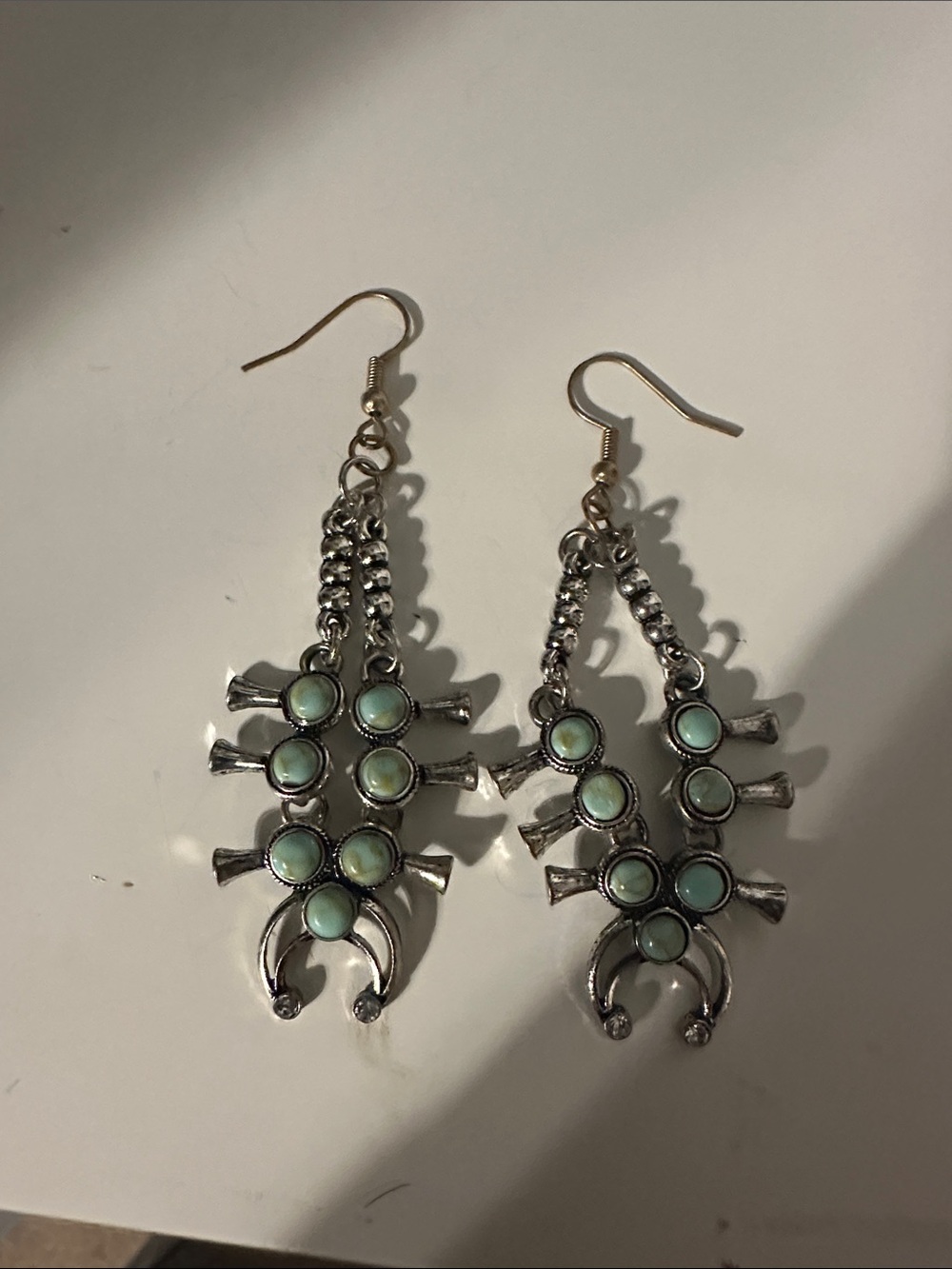 Silver-Tone Turquoise Drop Earrings - Women Jewelry